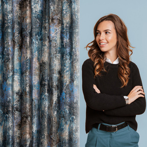 Curtain 140 x 270 Velvet Tape Ester Turquoise