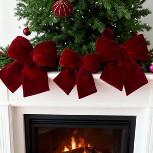 12.5 x 14 Holly Bow Christmas Velour 02 Card