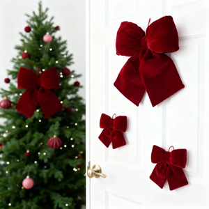 12.5 x 14 Holly Bow Christmas Velour 02 Card