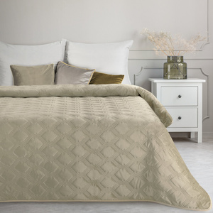 Quilted Velvet Bedspread Sofia5 200 x 220 Beige