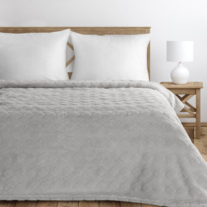 Blanket 150 x 200 Stamped Plush Nancy Silver