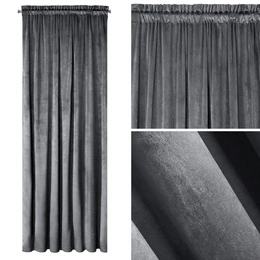 Curtain 140 x 270 Decorative Velvet Melanie Graphite