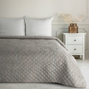 Bedspread 220 x 240 Quilted Velvet Blink3 Beige+Silver