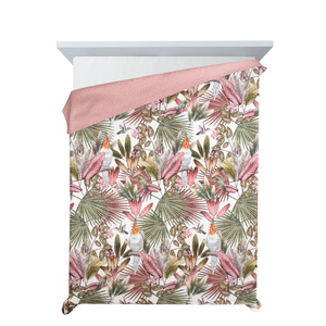 Bedspread 170 x 210 Quilted Parrot Green+Pink