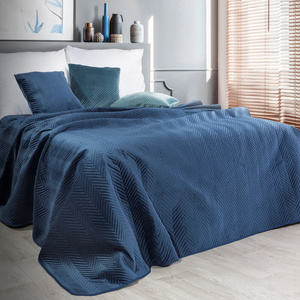 Sofia Velour Bedspread 230 x 260 Navy Blue