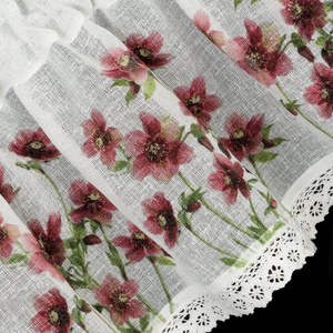 Curtain 60 x 150 Decorative Ready-made Isa White+Bordo