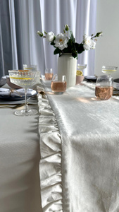 Table Runner 40 x 160 Decorative with Ruffles Ligia 01