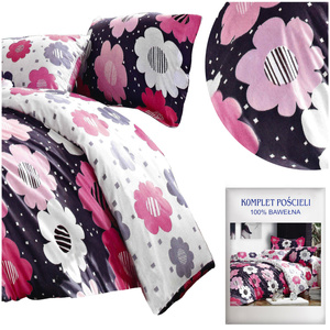 Cotton Satin Bedding in Flowers A255 200x220NP 3 parts