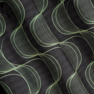 Velvet Pola Curtain 140 x 250 Sash Black+Green