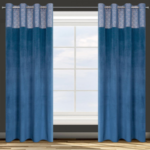 Curtain 140 x 250 Decorative Drawstring Agnes Navy Blue