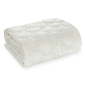 Quilted Velvet Bedspread Sofia5 200 x 220 Cream