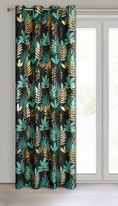 Curtain 140 x 250 Decorative Przel Malta Black + Gold