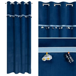 Curtain 140 x 250 Children's Eyelets Car1 Navy Blue