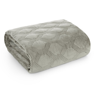 Sofia5 Silver Quilted Velvet Bedspread 170 x 210