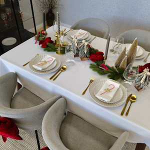 Tablecloth 140x400 Stainproof Classic Elegant White