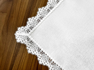 Stain-Resistant Tablecloth 110 x 160 with Lace 2100 White