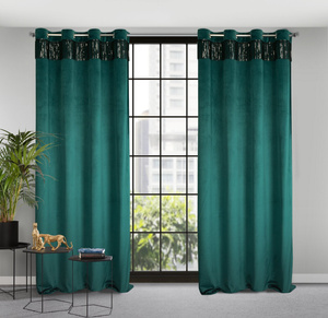 Velvet Jasper Curtain 140 x 250 Dark Turquoise