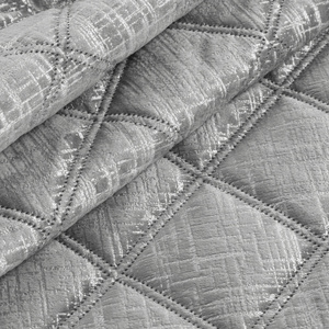 Quilted Velvet Bedspread 220 x 240 Blink6 Silver