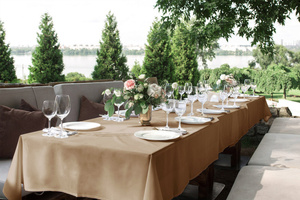 Tablecloth 150x350 Stainproof Classic Savio C.Beige