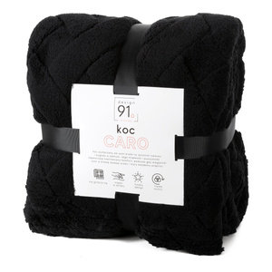 Blanket 170 x 210 Plush Herringbone Caro Black
