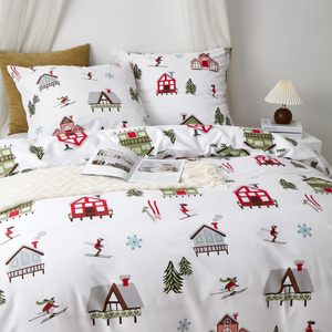 Bedding 160 x 200 3pc Cotton Satin Skiing