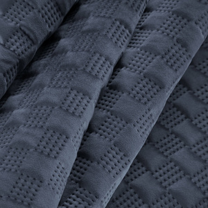 Quilted Velvet Bedspread Sofia4 Navy 220 x 240