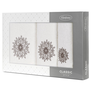Towel Set 3pcs. Rosette 380 White+Graphite