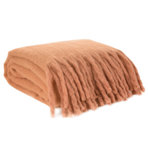 Mohair Blanket 130 x 170 with Fringes Mohair 9 Brick