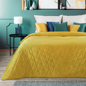 170 x 210 Quilted Velvet Luiz3 Mustard Bedspread