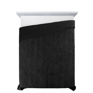 170 x 210 Quilted Velvet Bedspread Luiz6 Black
