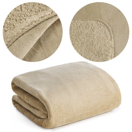 Blanket 70 x 160 Microfiber Reversible Tedy Light Beige