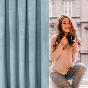 Decorative Curtain D91 Rosa On Tape 140 x 300 Marine