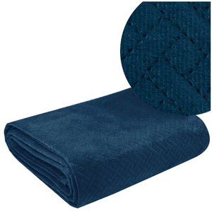 170 x 210 Quilted Velvet Bedspread Luiz5 Navy Blue