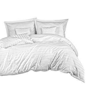 Bedding 220 x 200 7pc Satin Bamboo STRIPE WHITE