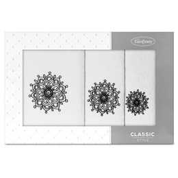 Towel Set 3pcs. Rosette 380 White+Black