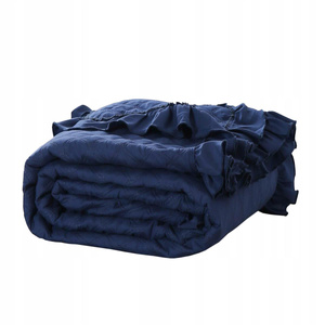 Bedspread 240 x 220 Quilted Double Sided Ruffy Navy Blue