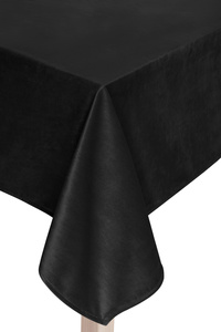 85 x 85 Decorative Velvet Soft Black Tablecloth
