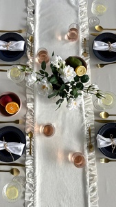 Table Runner 40 x 160 Decorative with Ruffles Ligia 01