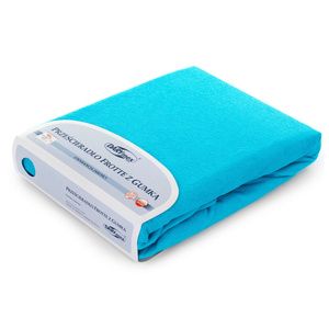 Terry sheet with elastic 011_D Turquoise 120x200