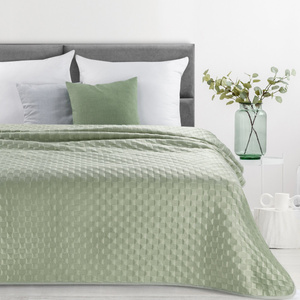 Quilted Velvet Bedspread 200 x 220 Sofia4 Dark Green